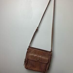 Cold water Creek Snake Skin Brown Leather Satchel